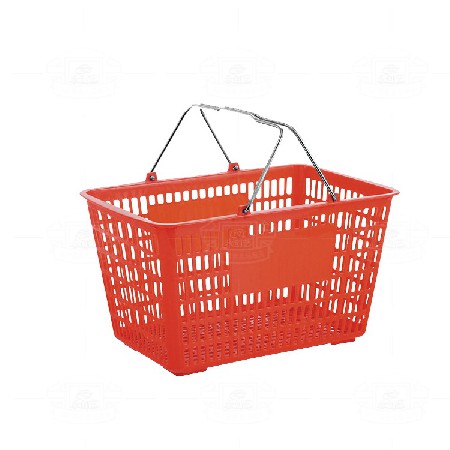 Plastic shopping basket (iron handle red)