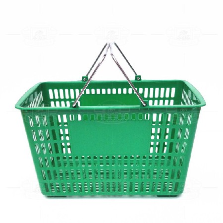 Plastic shopping basket (iron handle green)