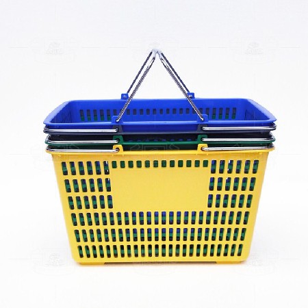 Plastic shopping basket (iron handle yellow)